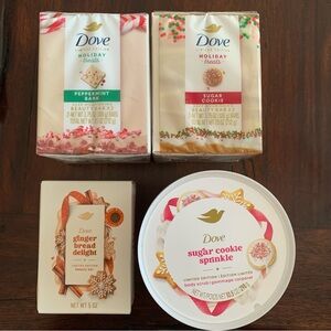 Dove limited edition holiday treats soap and body scrub bundle